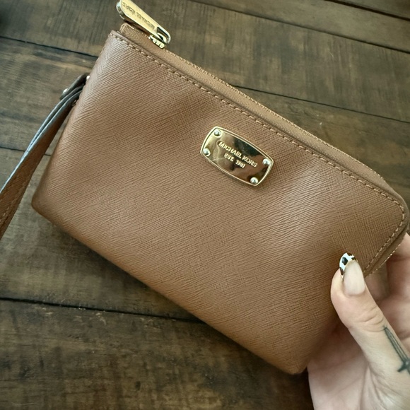 Michael Kors Tan Wristlet with Gold Accents - Picture 2 of 4